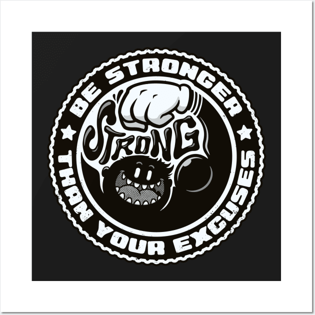 Stronger - Fitness Motivation Cartoon 02 Wall Art by StudioM6